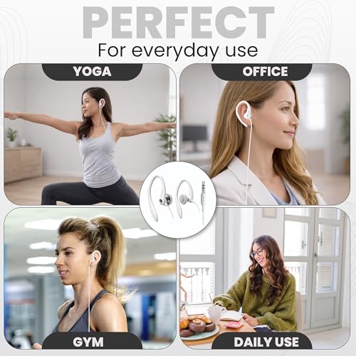 PHILIPS SHS3200WT Flexible Earhook Headphones, White - color: White, style: 3.5MM NO-MIC