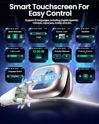 LEEMC Wireless Earbuds, Bluetooth Headphones 6.0, Ear Buds with Touch Screen, ANC ENC Noise Cancelling, 40H Bass Stereo Sound Over-Ear Earphones for iOS, Android, Sports,Workout, Rosegold