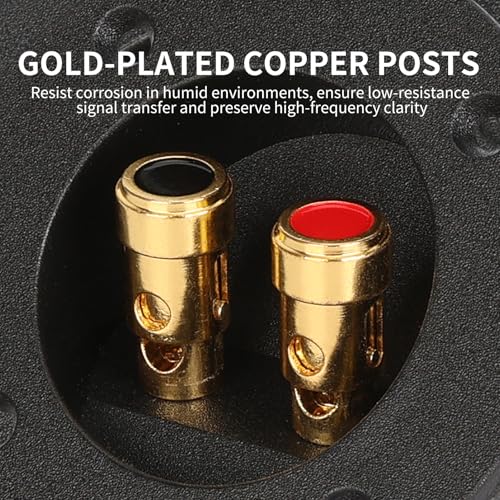 3 in Round Push Spring Speaker Terminal Cup, 2 Pack | Features 2-Way Subwoofer Box Terminal with Gold Plated Binding Posts; Bare Wire Connection. - color: 3 Inch Round Push Spring, size: 2