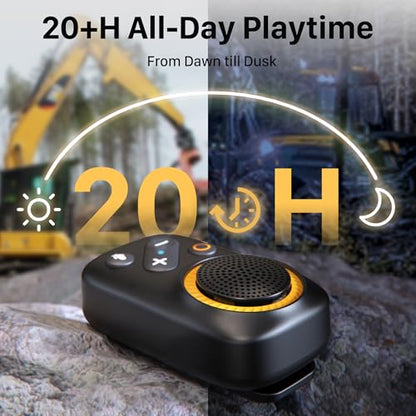 AA AUDIO ACCESSORY Wearable Bluetooth Speaker Clip On-Upgraded 800mAh Battery for 20 Hours Playtime, Waterproof Small Wearable Wireless Speaker with 120dB Loud Mic for Golf, Hiking, Jobsite - Black