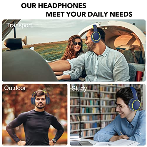 B10 Wireless Bluetooth Over-Ear Headphones, Lightweight Folding Stereo Bass Headset with Mic, 50H Playtime, Volume Control, Bluetooth 5.3 Headphones for iPad/Travel/Tablet/PC (Blue) - color: Blue