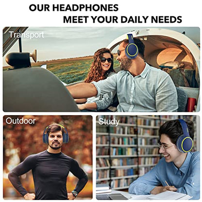B10 Wireless Bluetooth Over-Ear Headphones, Lightweight Folding Stereo Bass Headset with Mic, 50H Playtime, Volume Control, Bluetooth 5.3 Headphones for iPad/Travel/Tablet/PC (Blue) - color: Blue