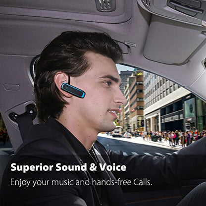 Bluetooth Headset, Wireless Bluetooth Earpiece w/ 18 Hours Playtime and Noise Cancelling Mic,Ultralight Earbud Headphone Hands-Free Calls for iPhone Tablet Samsung Android Cell Phones Truck Driver - color: Blue