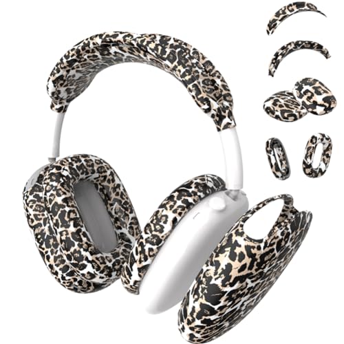 4 in 1 Silicone Case Cover Compatible with Apple Airpods Max 2/1 Headphones(2026/2024/2020), Printed Ear Pad Case Cover Ear Cups Cover and Headband Cover Headband Pad Accessories (Leopard) - color: Leopard