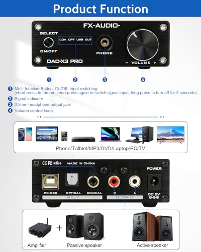 FX-Audio DAC-X3PRO USB DAC ESS9023 Headphone Amplifier CS8416 Support ASRC Transmission HiFi Portable Decoder Headphone Amp