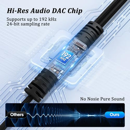Elecan DAC 192kHz Unidirectional S/PDIF Coaxial RCA Male to 3.5mm AUX Female Converter Cable 2 Ft, Digital to Analog Audio Adapter USB Powered, Hi-Fi Stereo for TV Blu-Ray Speaker Headphone +Ties - size: 2FT, style: RCA to Female Aux