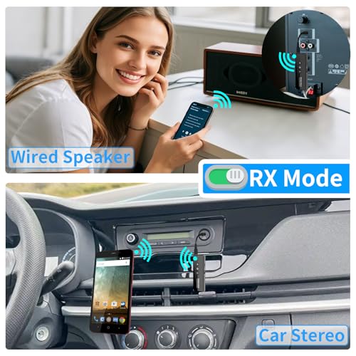 Bluetooth 5.4 Transmitter Receiver, Airplane Bluetooth Audio Adapter | Wireless Audio Transmitter for Headphones Travel Flight TV Car Gym Home Stereo, Can Pair 2 Wireless Headphones Simultaneously - color: Glossy Black