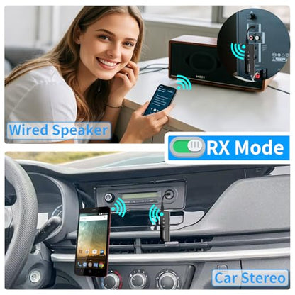 Bluetooth 5.4 Transmitter Receiver, Airplane Bluetooth Audio Adapter | Wireless Audio Transmitter for Headphones Travel Flight TV Car Gym Home Stereo, Can Pair 2 Wireless Headphones Simultaneously - color: Glossy Black
