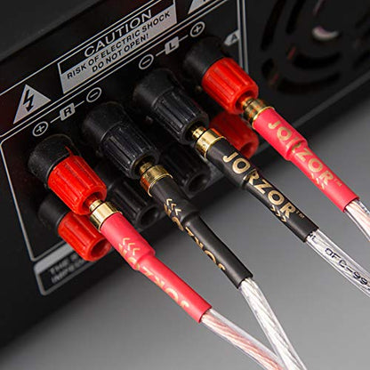 13AWG Audiophile Grade Speaker Wire with pre-Connected Dual Gold Plated Banana Plug Tips - Oxygen-Free Copper (OFC) Construction (5M(16.5FT)) - size: 16.5 ft