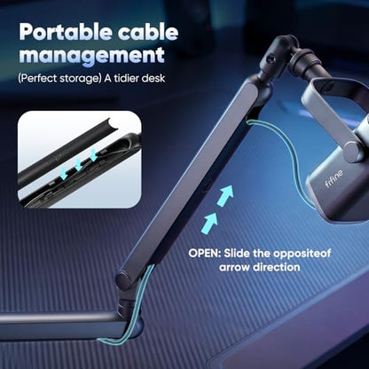 FIFINE Microphone Arm, Flat Adjustable Rods Microphone Stand with Microphone Clip, Screw Adapter, Cable Management, for Podcast, Streaming, Gaming, Studio - size: Niedriges Profil BM88