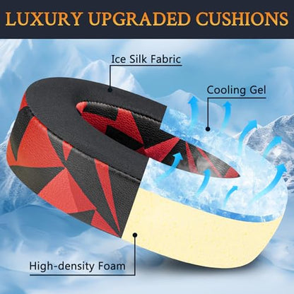SOULWIT Cooling Gel Replacement Earpads Cushions for Sony WH-H900N (h.Ear on 2) & MDR 100ABN (h.Ear on) Noise Canceling Over-Ear Headphones, Ear Pads with Noise Isolation Foam - Red Storm - color: Cooling Gel - Red Storm