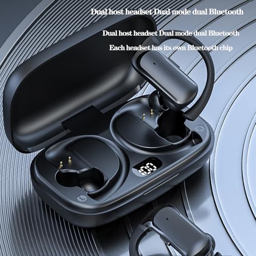 Wireless Earbuds Sports Bluetooth Headphones Earphones LED Display Charging Case Over-Ear Buds with Earhooks Headset for Workout Driving Walking (Black) - color: #01Black(T60)