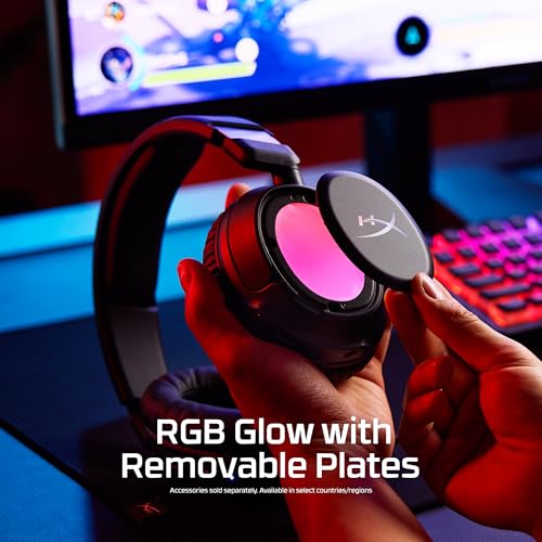 HyperX Cloud Flight 2 – Wireless Gaming Headset, Customizable RGB Lighting with Removable Earcup Plates, up to 100 Hours of Battery Life, 2.4GHz & Bluetooth, Multi-Platform Compatibility - Black - color: Black