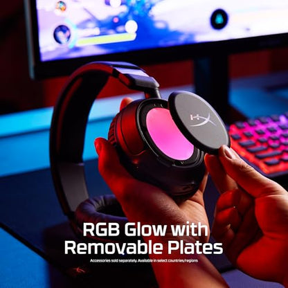 HyperX Cloud Flight 2 – Wireless Gaming Headset, Customizable RGB Lighting with Removable Earcup Plates, up to 100 Hours of Battery Life, 2.4GHz & Bluetooth, Multi-Platform Compatibility - Black - color: Black