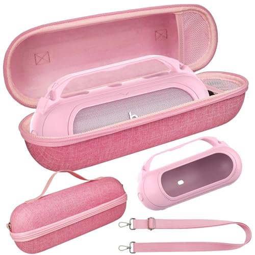 Protective Case for Beats Pill Bluetooth Speaker with Handle | Silicone Cover and Hard Carrying Case for Beats Pill Speaker Accessories with Shoulder Strap (Pink) - color: Pink