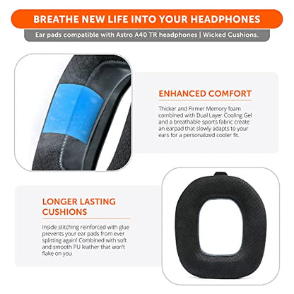 WC Freeze A40 - Hybrid Fabric Cooling Gel Earpads for Astro A40 TR | Made by Wicked Cushions | Improved Durability, Thickness & Sound Isolation | Black - color: Black