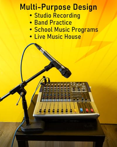 Stage Rocker Adjustable Low-profile Microphone Stand - Snare/Tom Bottom/Bass (Kick) Drum/Table Top, Adjustable Height, 15.75“ Telescoping Boom Arm, Clip-on cable holder, Powered by Hamilton (SR610111) - size: 1 Pack