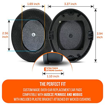 WC Freeze Penrose - Cooling Gel Earpads for Audeze Penrose & Mobius | Made by Wicked Cushions | Hybrid Fabric, Improved Durability, Thickness & Sound Isolation | Black - color: Black