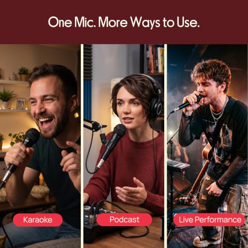 Pyle Dynamic Microphone | Cardioid Wired Karaoke Mic with 15ft Cable - color: Classic Black