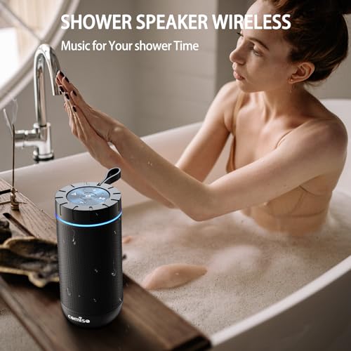 comiso Bluetooth Speaker, IP65 Waterproof, 24H Play, TWS, 360° HD Stereo | 360° immersive stereo sound with punchy bass; IP65 waterproof design; TWS pairing; 24-hour battery for home, camping, beach. - color: Black, style: Classic