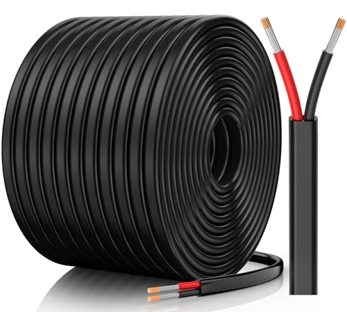 CONEPY 14게이지 와이어, 14 AWG 2 컨덕터 자동차 와이어, 14/2 케이블, 30.5m(100피트) | 무산소 주석 도금 구리 14 AWG 와이어, 자동차, 해양, 태양열, RV, 조명용 PVC 절연 유연한 12V 2 와이어 케이블 - size: 100피트, style: 14AWG