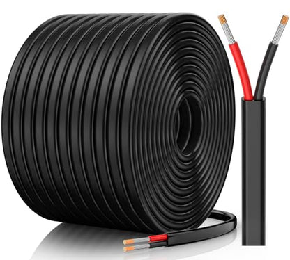 CONEPY 14게이지 와이어, 14 AWG 2 컨덕터 자동차 와이어, 14/2 케이블, 30.5m(100피트) | 무산소 주석 도금 구리 14 AWG 와이어, 자동차, 해양, 태양열, RV, 조명용 PVC 절연 유연한 12V 2 와이어 케이블 - size: 100피트, style: 14AWG