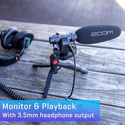 Zoom M3 MicTrak Stereo Shotgun Microphone and Recorder Bundled with 128GB microSD Card, Hi-Speed SD Card Reader, 4 AA Batteries & Charger, Cleaning Cloth