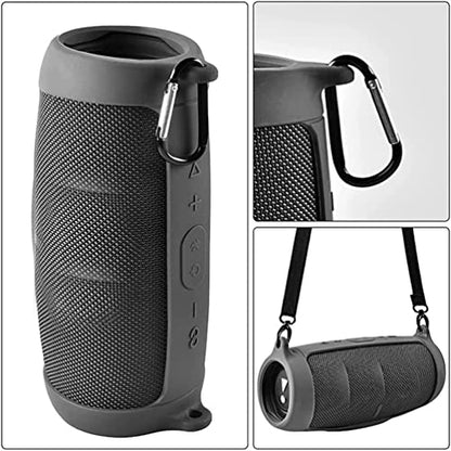 JB charge 5 Bluetooth Speaker Silicone protecitve Case protable, JB charge 5 Travel Carrying Case with Shoulder Strap and Carabiner (Red) - color: Red