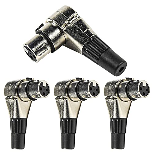 HQRP 4-Pack 3-Pin XLR Adjustable Right Angle Female Connector with 7 Different Position, Compatible with Pro Audio DJ Band XLR Plug Jack Right Angle 3 Pin Mic Microphone Speaker Audio Cable Connector - style: Female