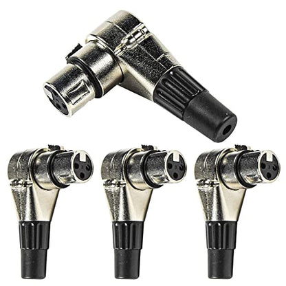 HQRP 4-Pack 3-Pin XLR Adjustable Right Angle Female Connector with 7 Different Position, Compatible with Pro Audio DJ Band XLR Plug Jack Right Angle 3 Pin Mic Microphone Speaker Audio Cable Connector - style: Female