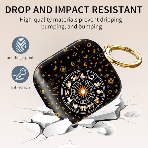 Compatible with AirPods 4th Generation Case 2024, Shockproof Cover with Golden Buckle for Women & Girls, Protective Anti-Drop Design(Cute Horoscope) - color: Cute Horoscope