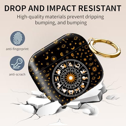 Compatible with AirPods 4th Generation Case 2024, Shockproof Cover with Golden Buckle for Women & Girls, Protective Anti-Drop Design(Cute Horoscope) - color: Cute Horoscope