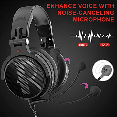 Prosonic DJ2XG Headsets with Boom Mic, Wired Over Ear Headphones for Business Meeting, Skype Zoom, PC Gaming ,PS4, Xbox One, Discord, Podcast, Headset with SharePort & Volume Control (Blue)