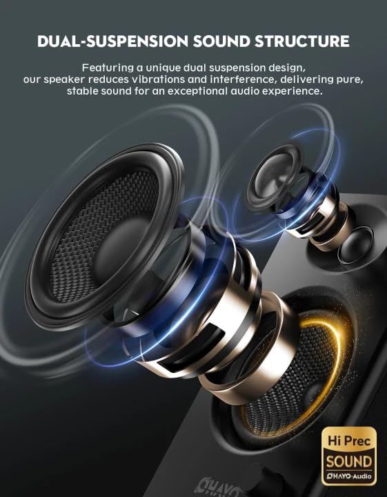 OHAYO 60W Computer Speakers, Bluetooth 5.3, Stereo 2.0, 1 Pair, Black - color: Black