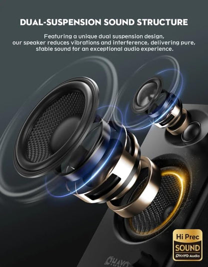 OHAYO 60W Computer Speakers, Bluetooth 5.3, Stereo 2.0, 1 Pair, Black - color: Black