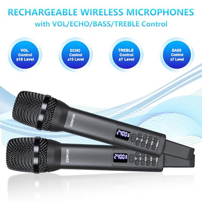Rechargeable Wireless Microphones Dual, D240, Grey - color: Gray, style: 2 Mics