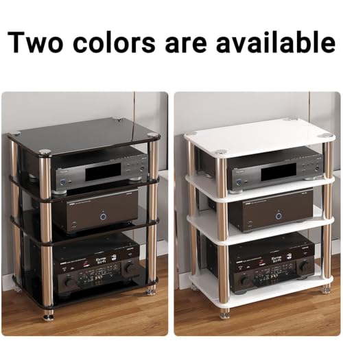 Tempered Glass HiFi Audio Rack Stand, Anti-Vibration Amplifier Shelf(Black,1-Layer) - color: Black, size: 1-layer