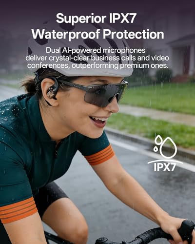 Open Ear Headphones, Over Ear Earbuds with Ear Hooks, True Wireless Bluetooth 6.0 Earphones with Mics, Stereo Sound, Ultra-Comfort, 60H Playtime, IPX7 Waterproof Ear Buds for Running Workout - color: Black