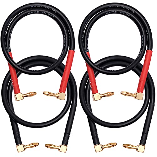 CNCESS CESS-138-18i Banana Plug Cable Right Angle to Right Angle, 8 Gauge Soft Silicone Tinned Copper Wire, High-Current Jumper/Connector for Speaker Panels and Amplifiers (90 to 90, 18-Inch) - style: 90 to 90, 18-INCH