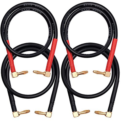 CNCESS CESS-138-18i Banana Plug Cable Right Angle to Right Angle, 8 Gauge Soft Silicone Tinned Copper Wire, High-Current Jumper/Connector for Speaker Panels and Amplifiers (90 to 90, 18-Inch) - style: 90 to 90, 18-INCH