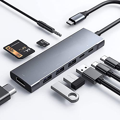 USB C to HDMI Adapter for iPad Pro 11/12.9 2021/2020/2018,iPad Air 4,USB C Hub Adapter with 3.5mm Headphone Audio Jack,4K HDMI,USB3.0,USB C Power Delivery,Compatible with MacBook,Samsung - color: Gray