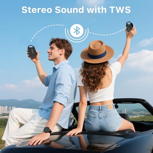 JUOVI Clip Portable Bluetooth Speaker Wireless,Stereo Sound,24H Playtime,Loud Volume,Bluetooth 5.3 Connectivity,IP68 Waterproof,Built-in Carabiner,Speaker for Beach,Room,and Outdoor Travel (Blue) - color: Blue