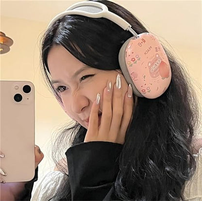Case Compatible with AirPods Max Headphones, Cute Anime Fruit Soft TPU Anti-Scratch Protective Ear Cup Covers Headphone Cases for Woman Kids Girls - color: Peach