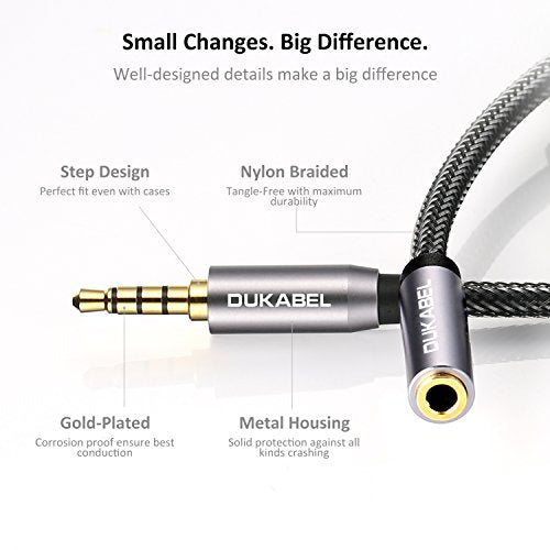 Headphone Extension Cable, 3.5mm TRRS Headphone Extension with Mic Male to Female Stereo Audio Cable for Smartphone,PC,TV,Headset,PS4 Controller,Car,Speaker etc.(4ft/1.2m) | Nylon Braided Cord Compatible with TRRS Microphone, Smartphone, PC, TV, Headset,