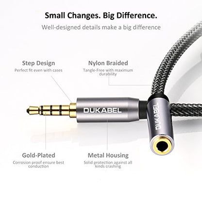 Headphone Extension Cable, 3.5mm TRRS Headphone Extension with Mic Male to Female Stereo Audio Cable for Smartphone,PC,TV,Headset,PS4 Controller,Car,Speaker etc.(4ft/1.2m) | Nylon Braided Cord Compatible with TRRS Microphone, Smartphone, PC, TV, Headset,