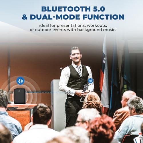 WinBridge Wireless Voice Amplifier with Microphone for Teachers,Tour Guides | Portable PA System with Wireless Handheld Mic, Bluetooth Speaker for Classroom, Public Speaking & Outdoor Events WB009