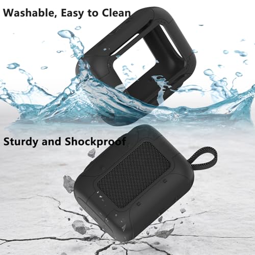 Silicone Cover Case for JBL Go 5 Portable Bluetooth Speaker | Protective Case for Go 5 Speaker, Shockproof Drop-Protection Cover with Carabiner (Black) - color: Black