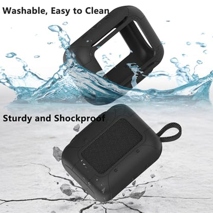 Silicone Cover Case for JBL Go 5 Portable Bluetooth Speaker | Protective Case for Go 5 Speaker, Shockproof Drop-Protection Cover with Carabiner (Black) - color: Black