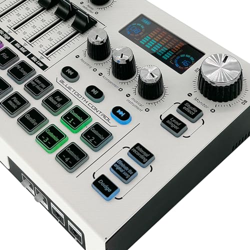 Streaming Audio Mixer, LCD Gaming Audio Mixer Interface, Live Sound Card with Bluetooth, 48V Phantom Power for Live Streaming Podcast, Recording, Gaming