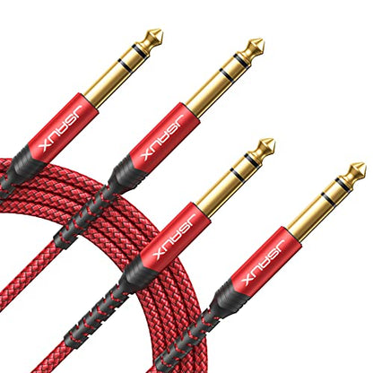 JSAUX Guitar Cable 6.6ft+6.6ft for Electric Guitar/Mandolin/Bass-Red